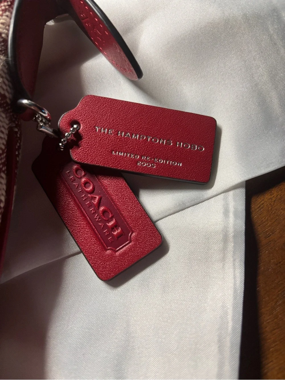 Coach Red and Cream Signature Canvas Shoulder Bag